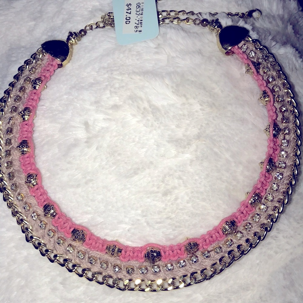 Pink and gold choker